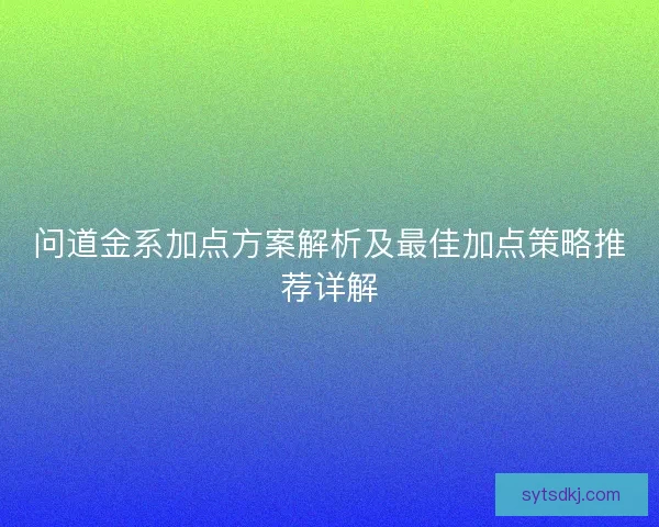 问道金系加点方案解析及最佳加点策略推荐详解