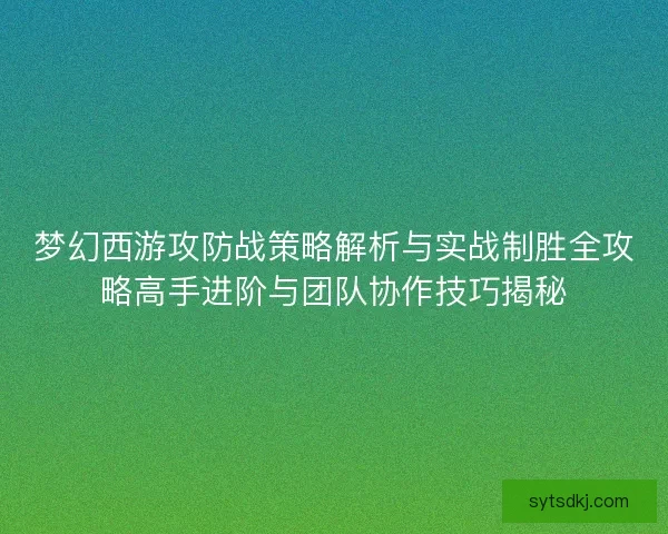梦幻西游攻防战策略解析与实战制胜全攻略高手进阶与团队协作技巧揭秘